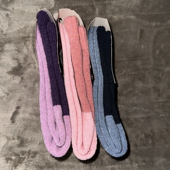 Faux Heat Trendz Ladies 3 Pair Lamb Wool Socks Blue Pink Lavender/Purple - Picture 9 of 9